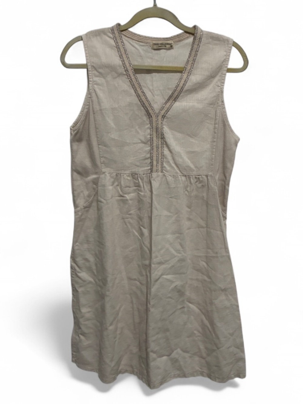 Terzo Millennio Light Beige Sleeveless Linen Mini Dress